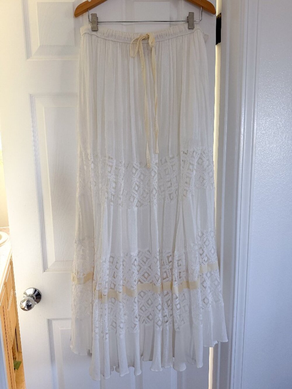 Free People Swept Away Maxi Skirt | Color: Clean Ivory | Size Large - Picture 2 of 7